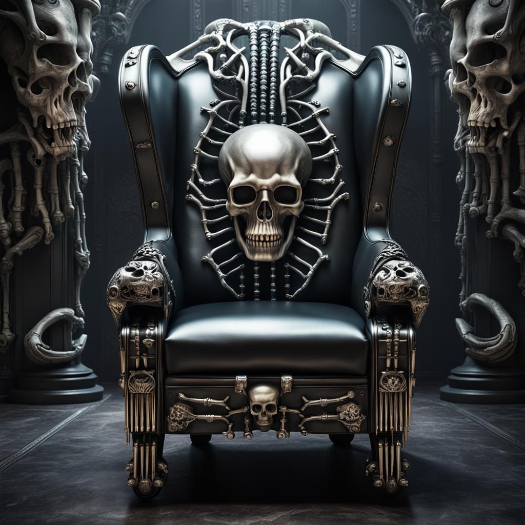 Biomechanical Skull Chair in Giger Style