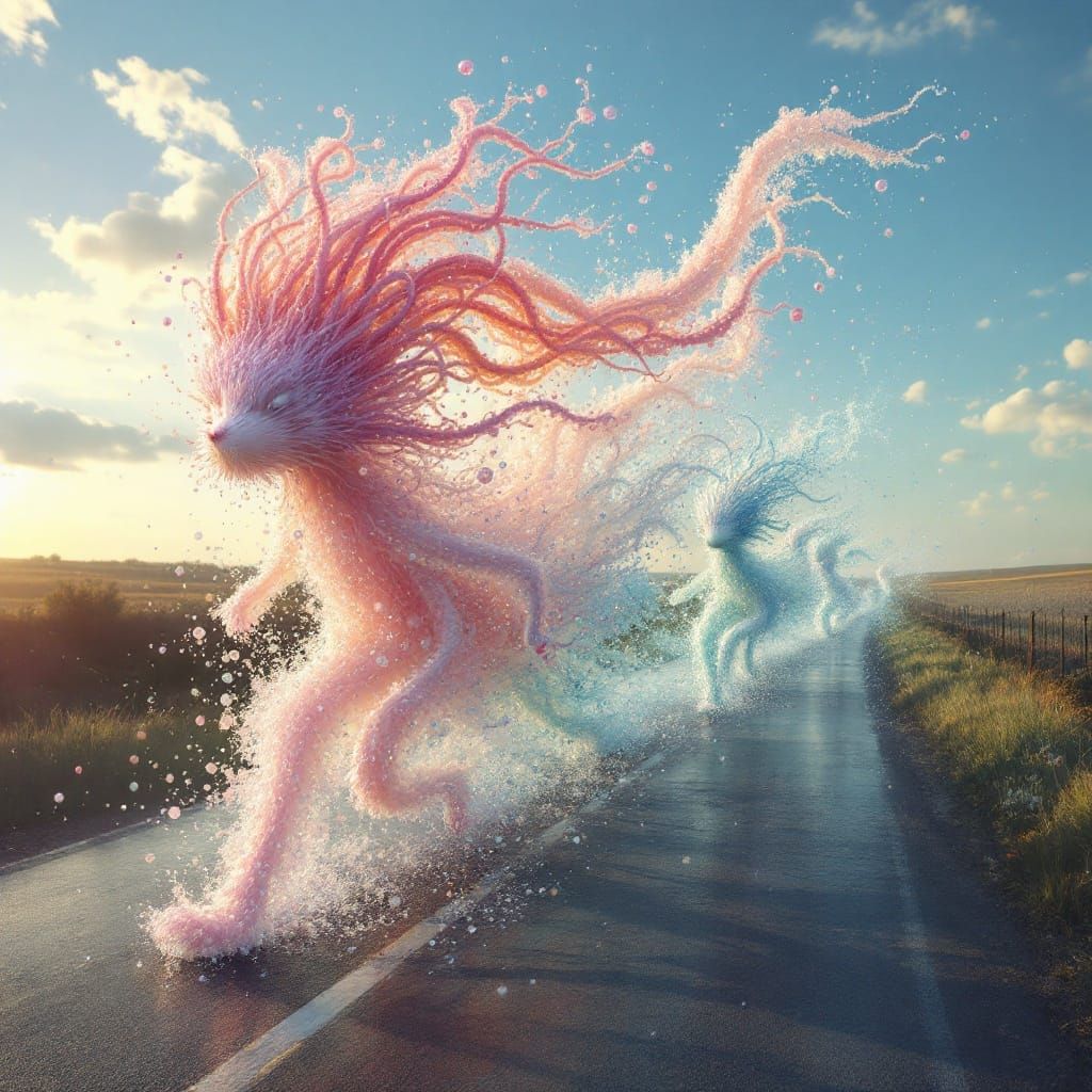 Dreamlike Creature Emerges from Ethereal Landscape