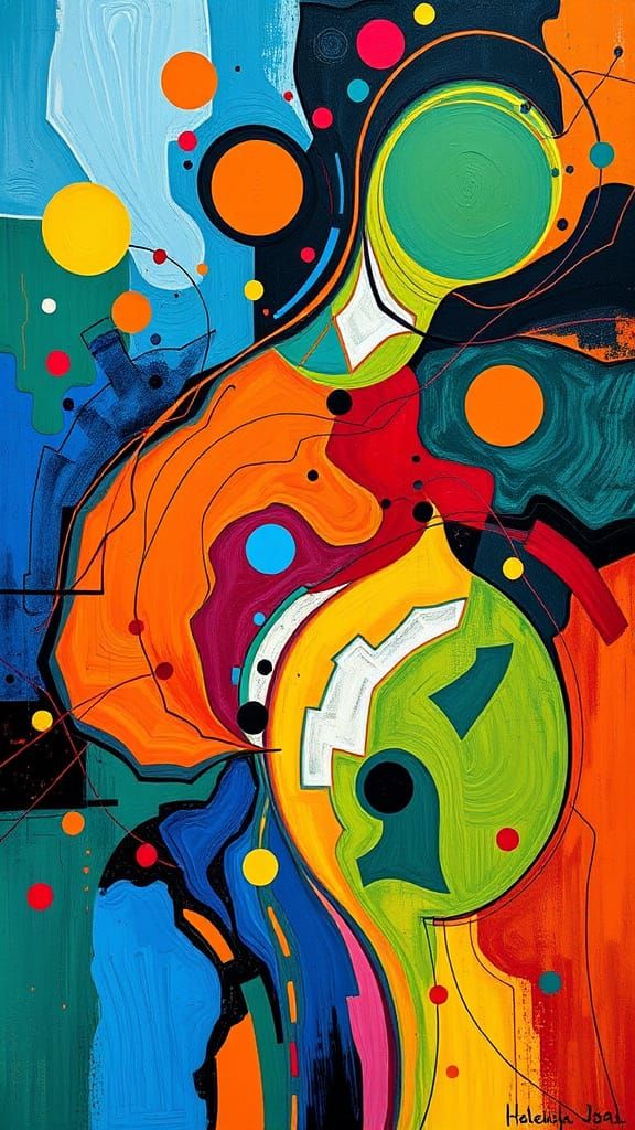 Vibrant Abstract Composition in Geometric Style