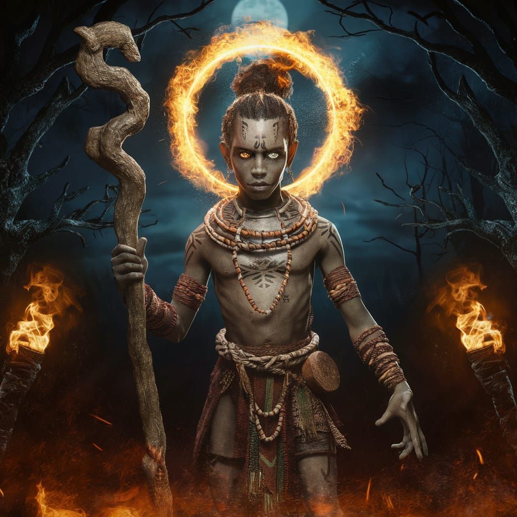 Mysterious Voodoo Practitioner in Haunted Forest