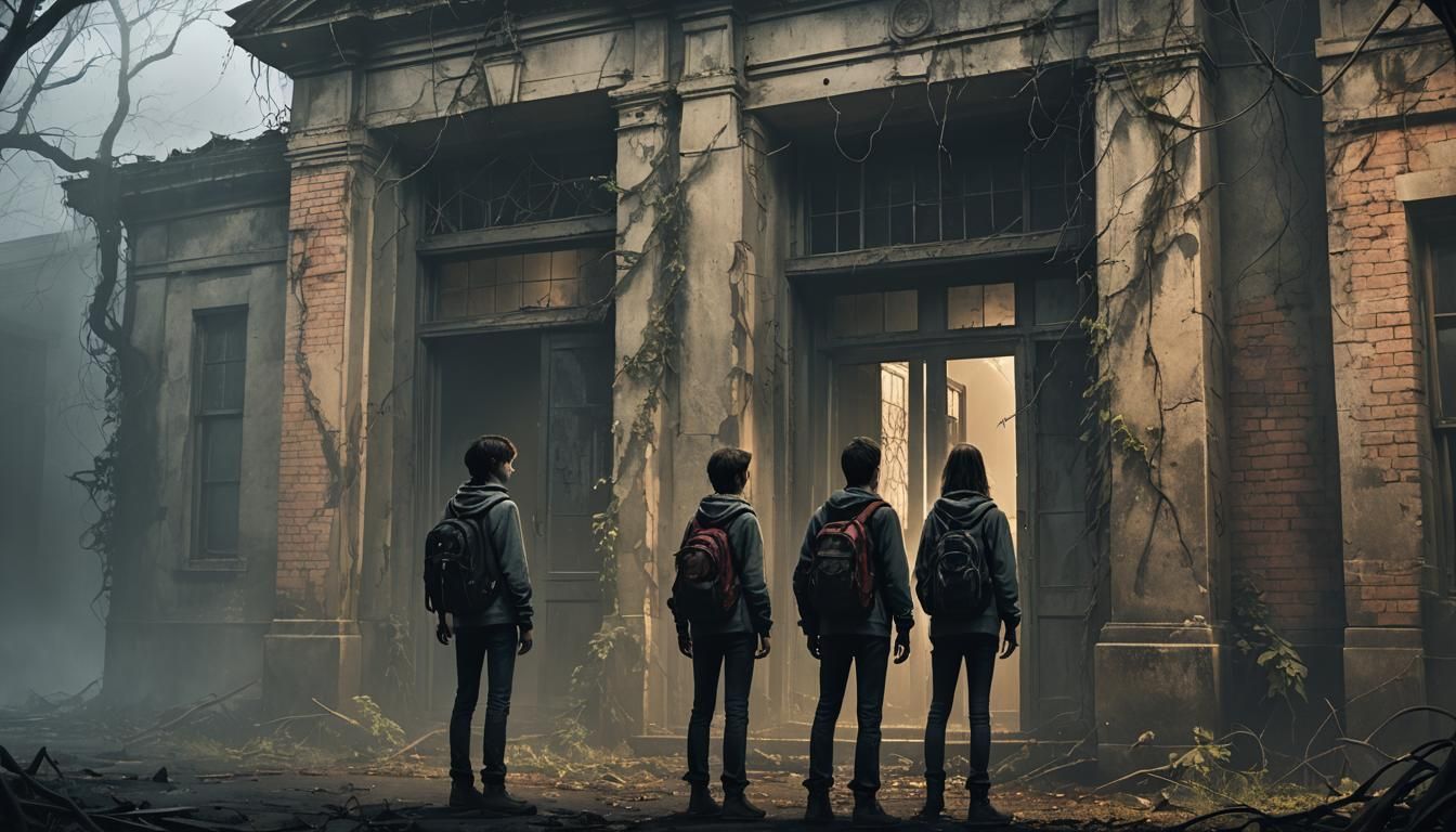Mist-Shrouded School: A Horror Concept Art