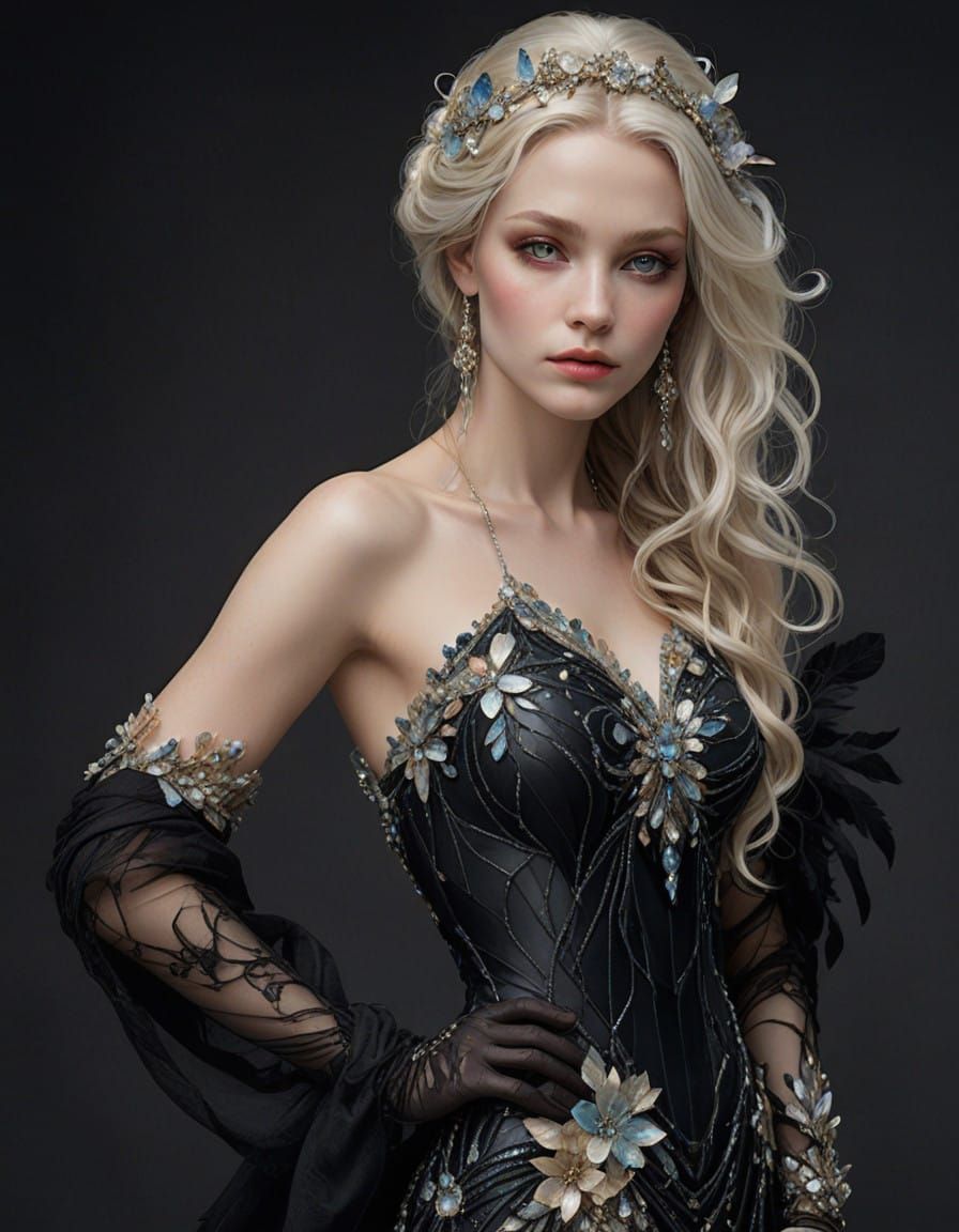 Enchanted Faerie in Art Nouveau Glass Gown