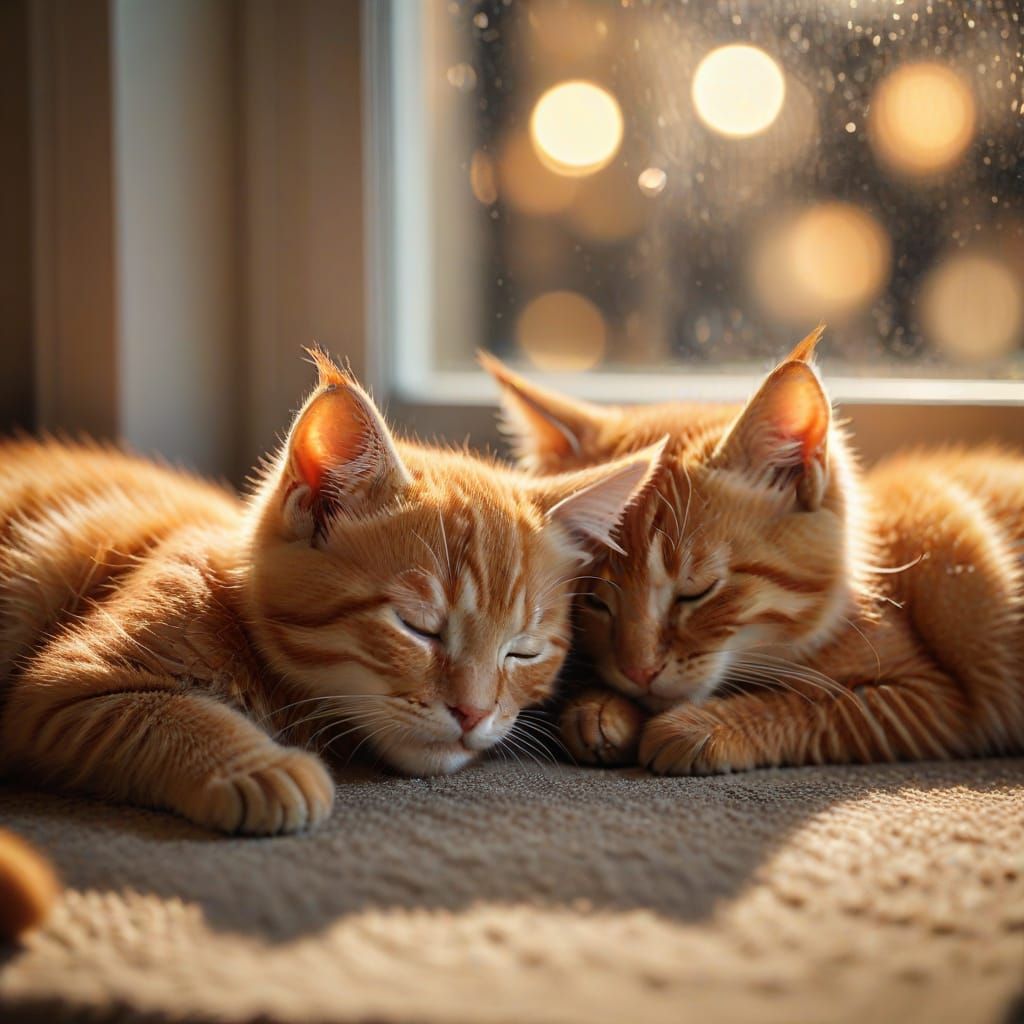 Red Kittens Sleeping: Cozy Portrait Photography