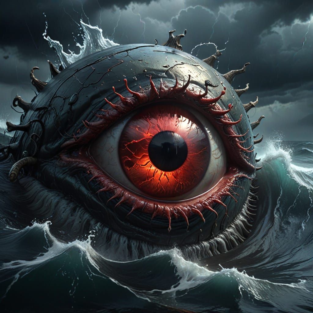Dark Fantasy Eyeball Horror in Frazetta Style