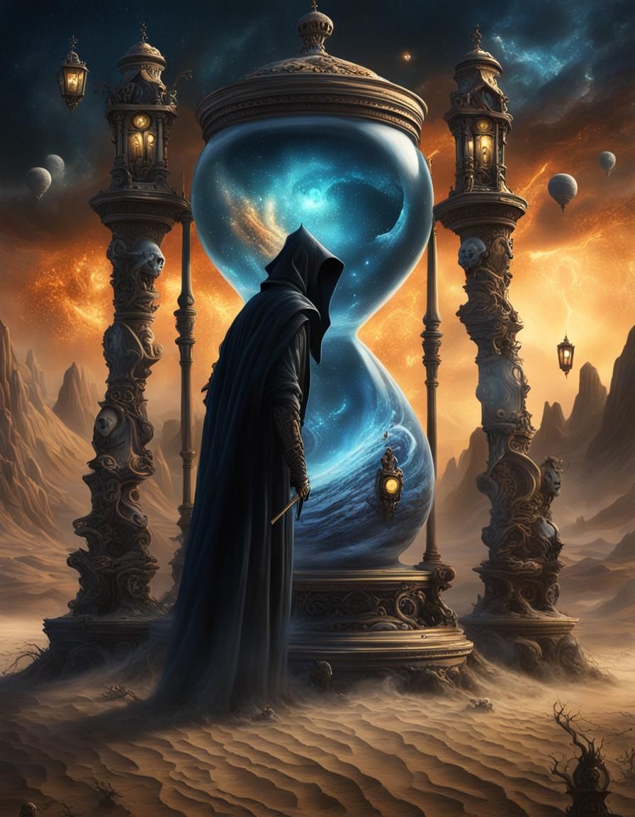 Grim Reaper and Hourglass in Burtonesque Style