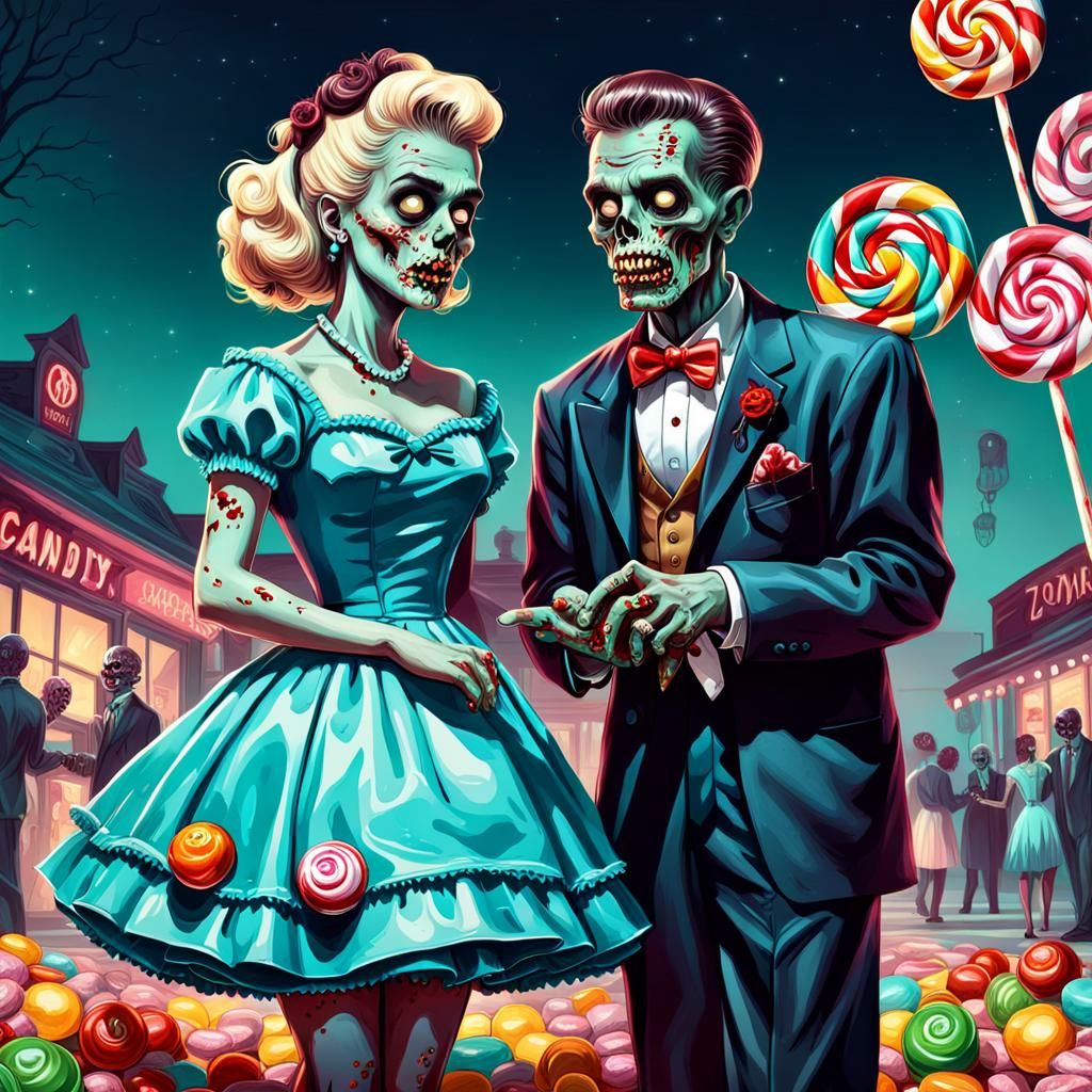 1950s Zombie Prom Night in Candy Art Style