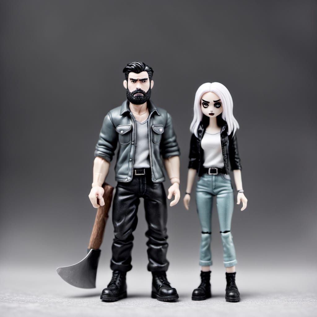 Lumberjack and Goth Girl Action Figures in a Ripped Blister ...