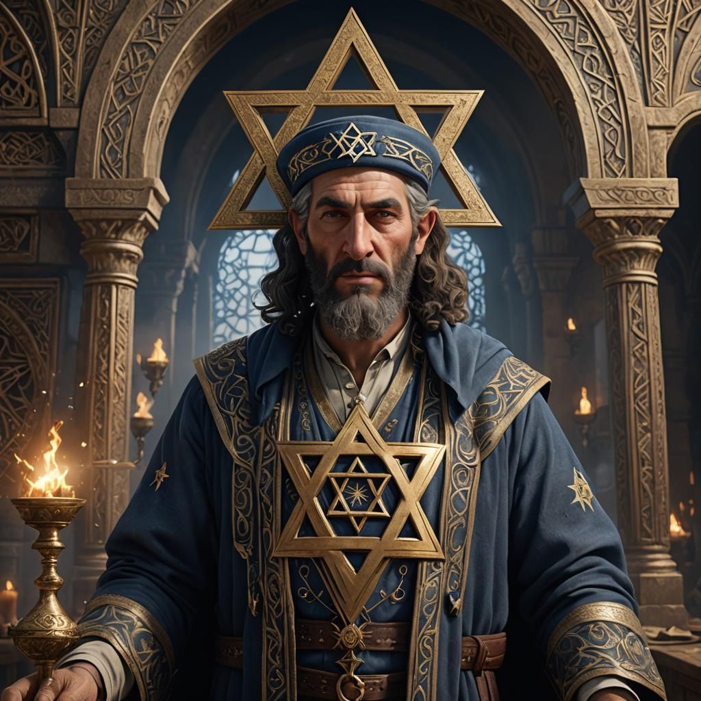 Jewish Man with Star of David: Detailed Matte Painting