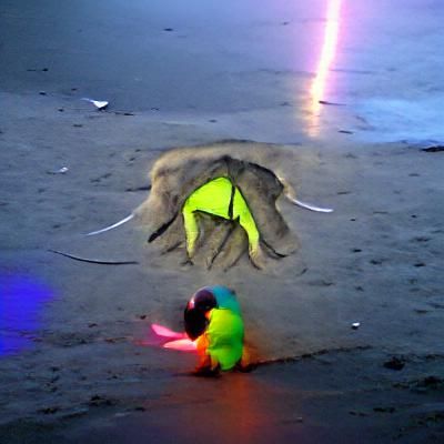 Neon Mandala with Rainbow Birds