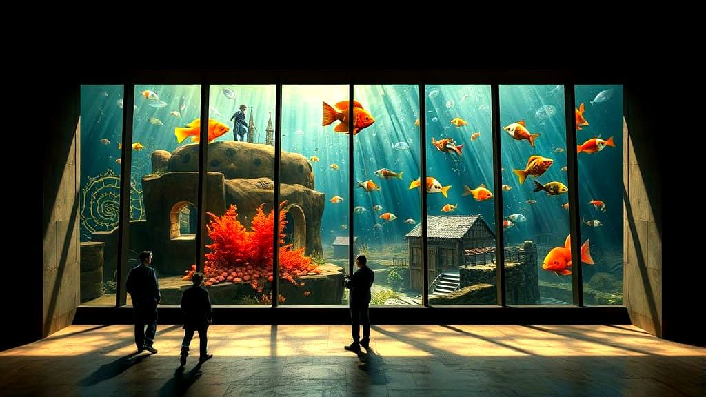Surreal Aquarium Scene in Whimsical Fantasy Style