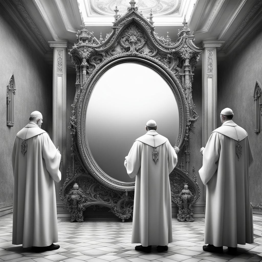 Polish priests blessing a mirror so that it stops splitting ...