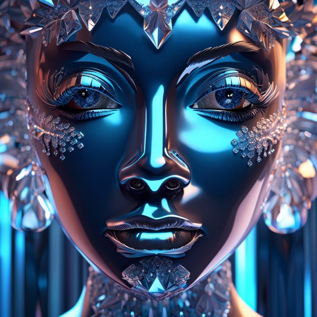 Surreal Crystal Face Render in 8k Resolution