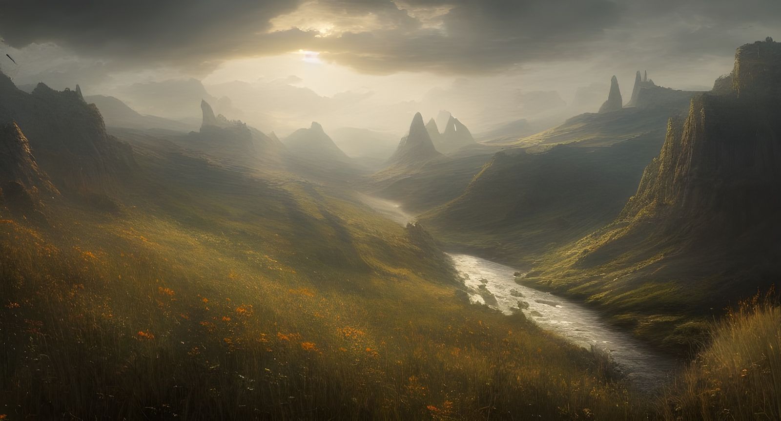 CYOA: "You awaken at the edge of a valley. Which direction do you head?"