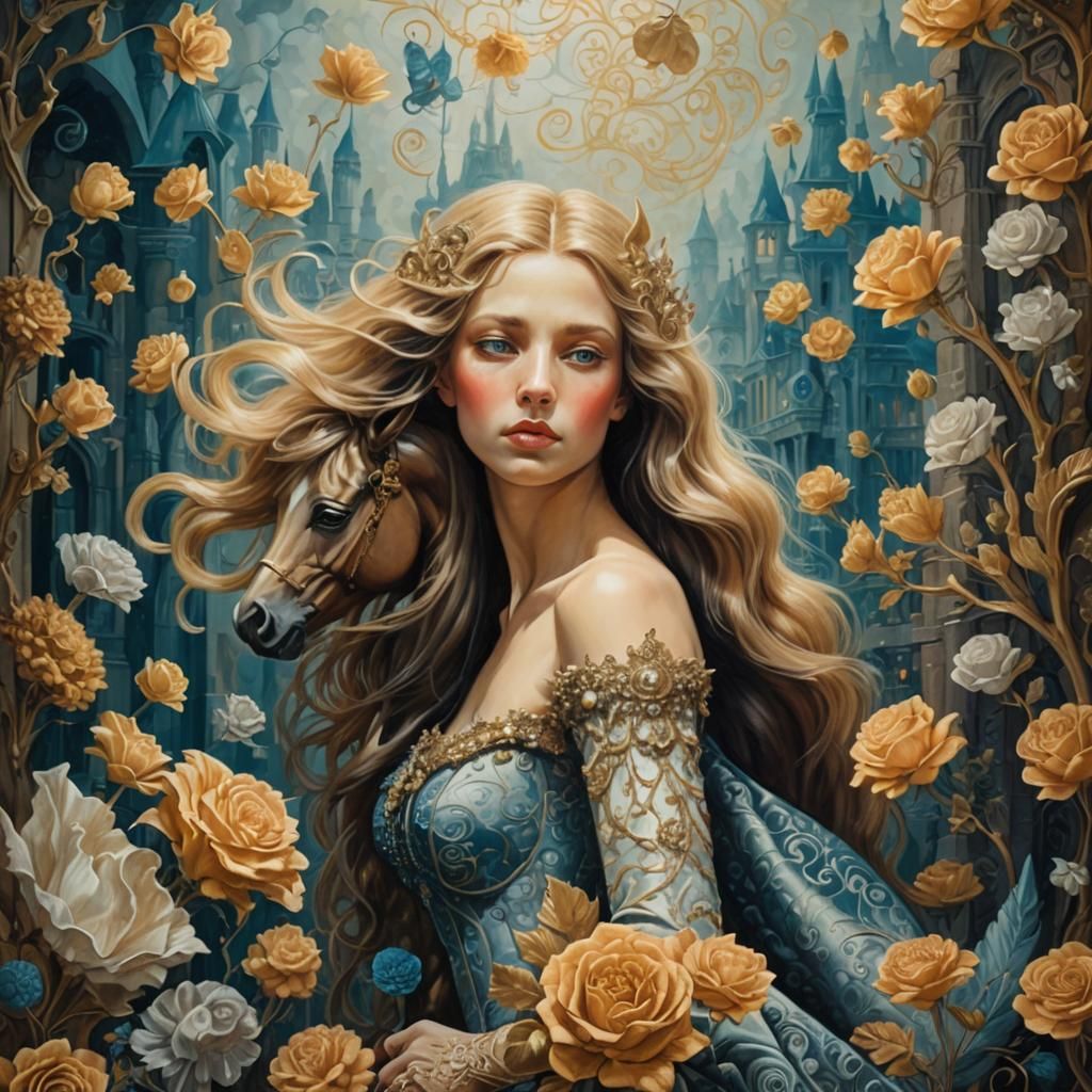 Surreal Horse with Human Face in Victorian Setting