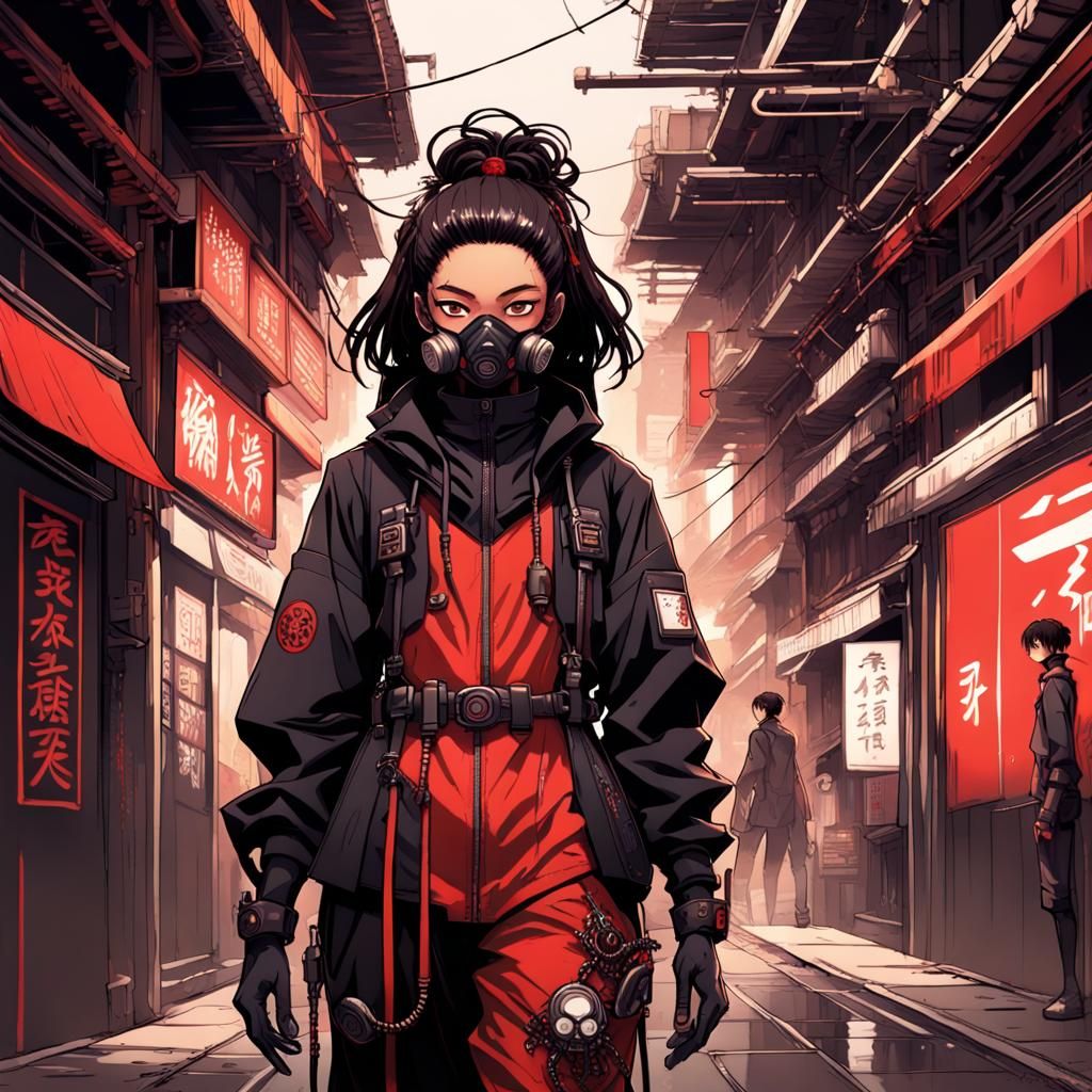 Cyberpunk Spider Teen in Anime Style