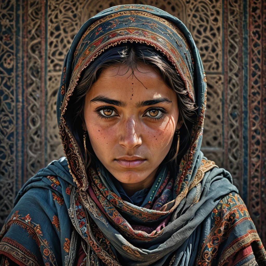 Beautiful Afghan Girl in Hyperrealistic Style
