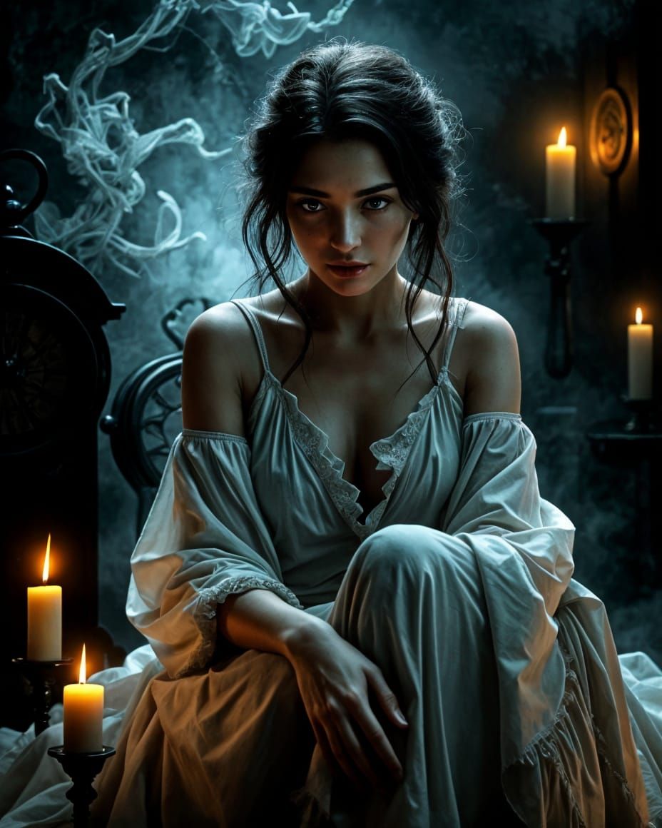 Surreal Portrait of a Haunted Woman