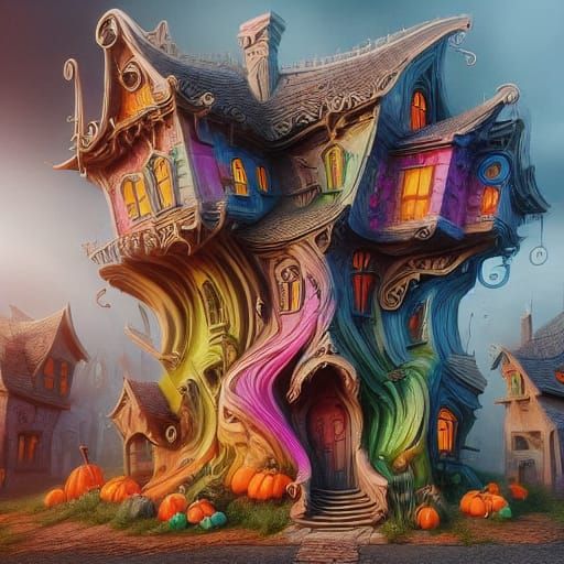 Fantastical Fruit and Vegetable Dwelling in Vibrant, Swirlin...