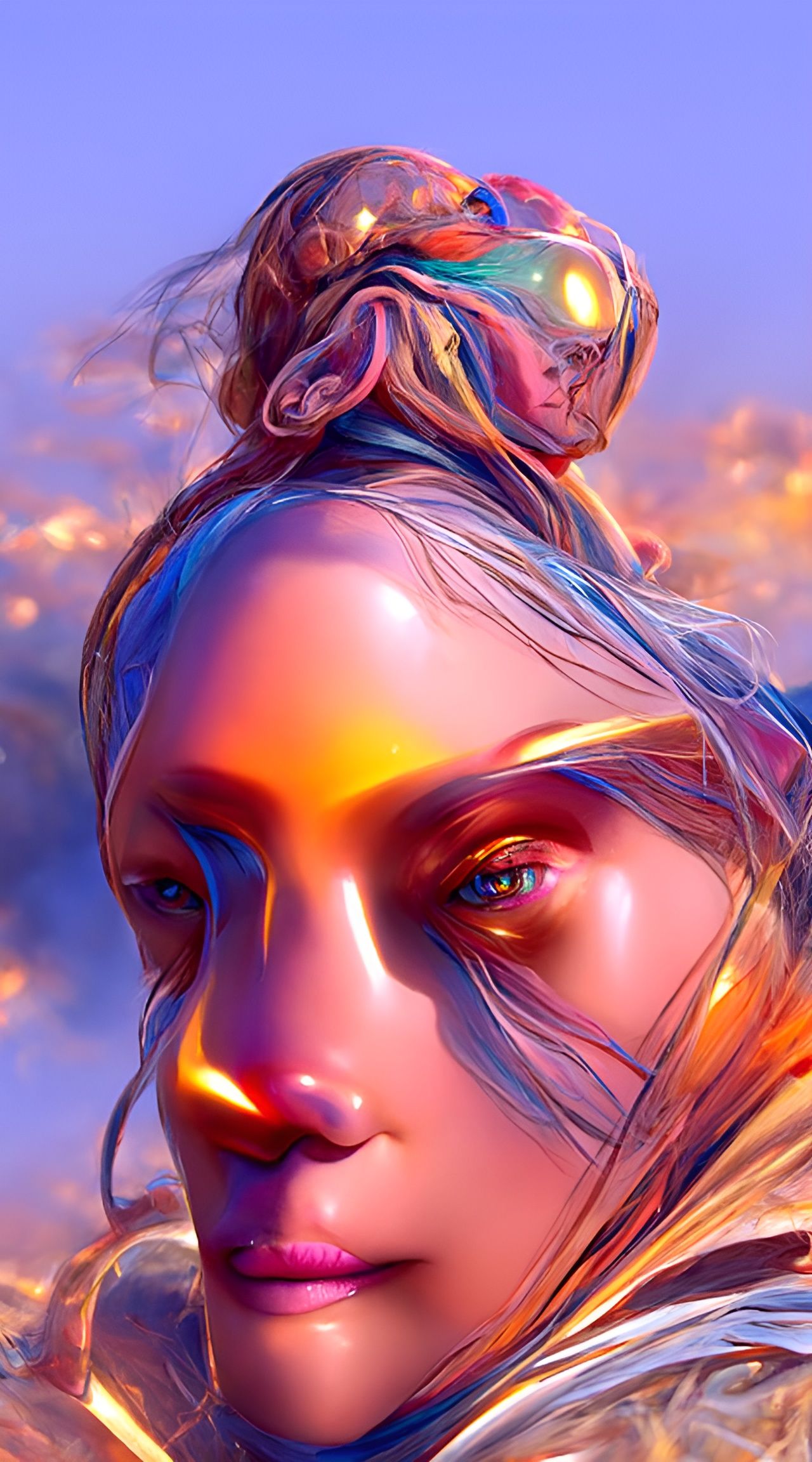 Ethereal Portraits in a Futuristic Pencil Sketch Style