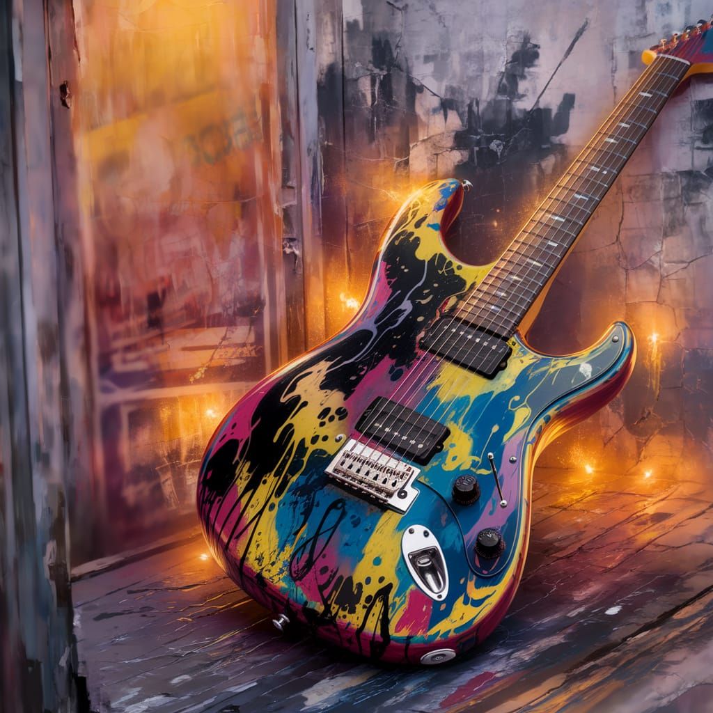 Graffiti Art Electric Guitar Blends Street Culture