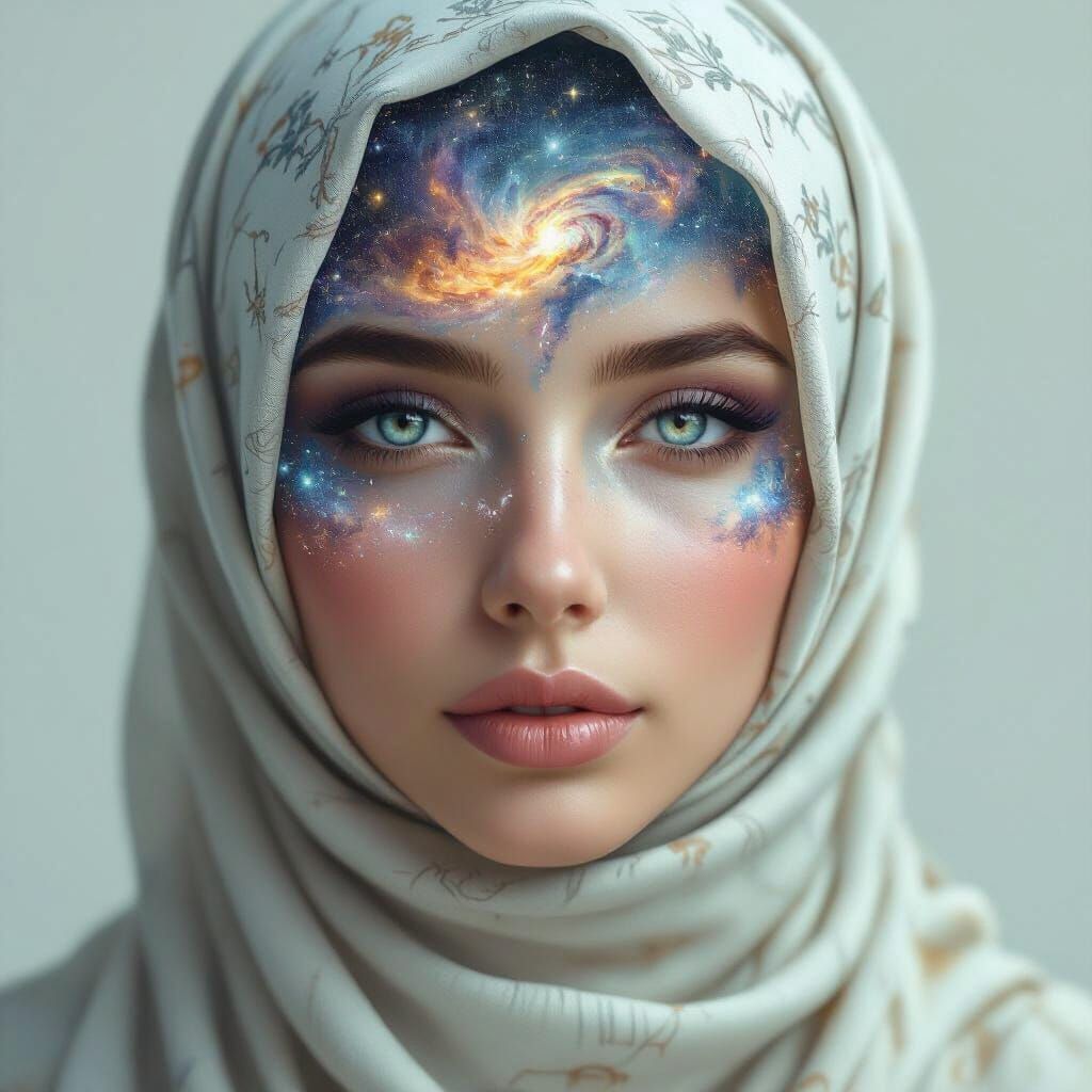 Cosmic Woman: A Celestial Portrait in Digital Art