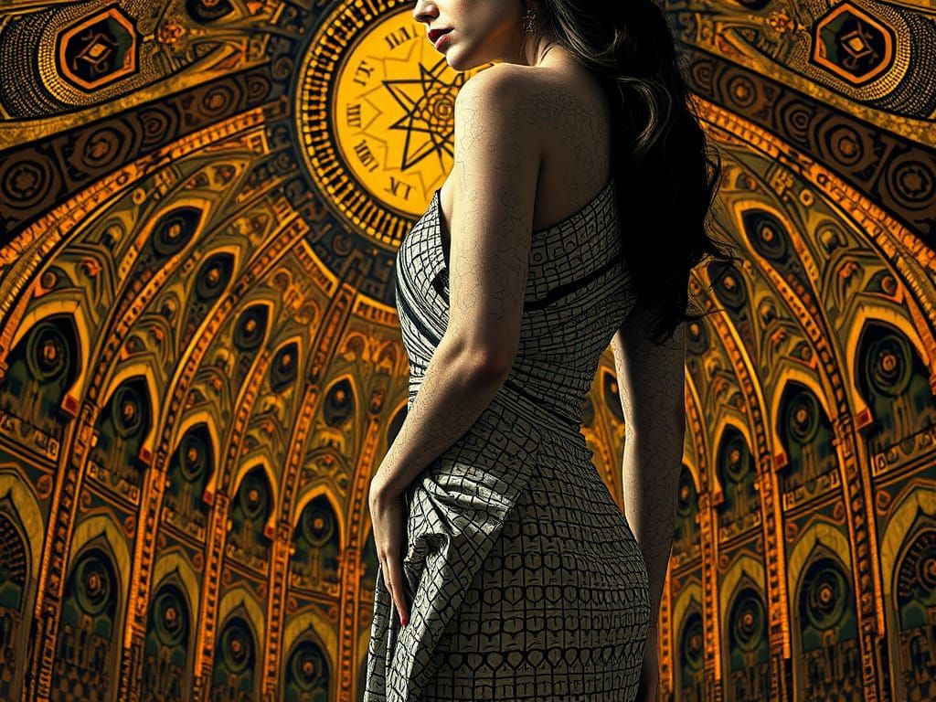 A Woman in an Ornate, Tessellated Dress, Inspired by Escher ...