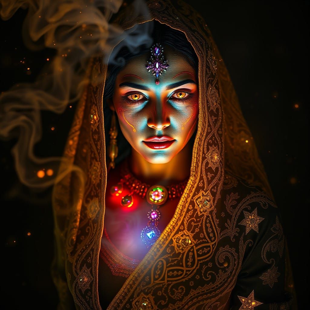 Mystic Indian Lich Unleashes Abyssal Power in Opulent, Glowi...