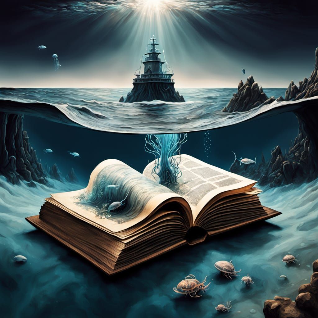 Bioluminescent Jellyfish in a Surreal Deep Sea Trench