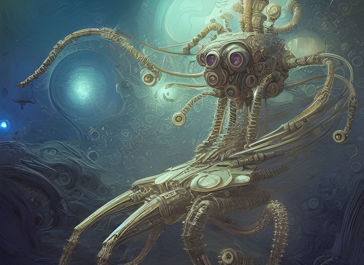 Psychedelic Nanobot Network in Detailed Digital Art