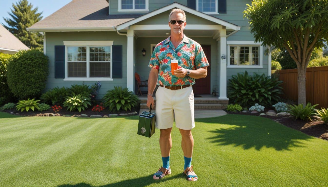 Heroic Dad With Grill, Norman Rockwell Style