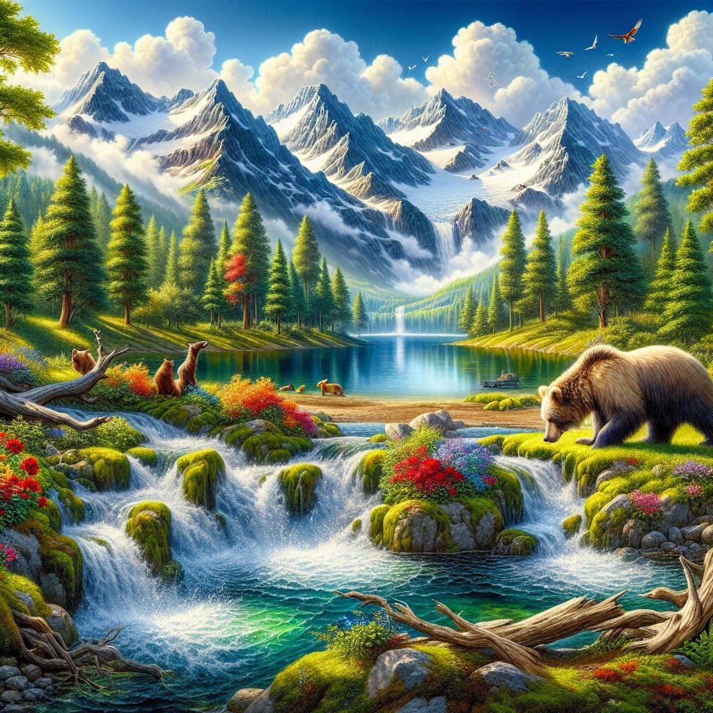 Breathtaking Spring Landscape in Watercolor Style