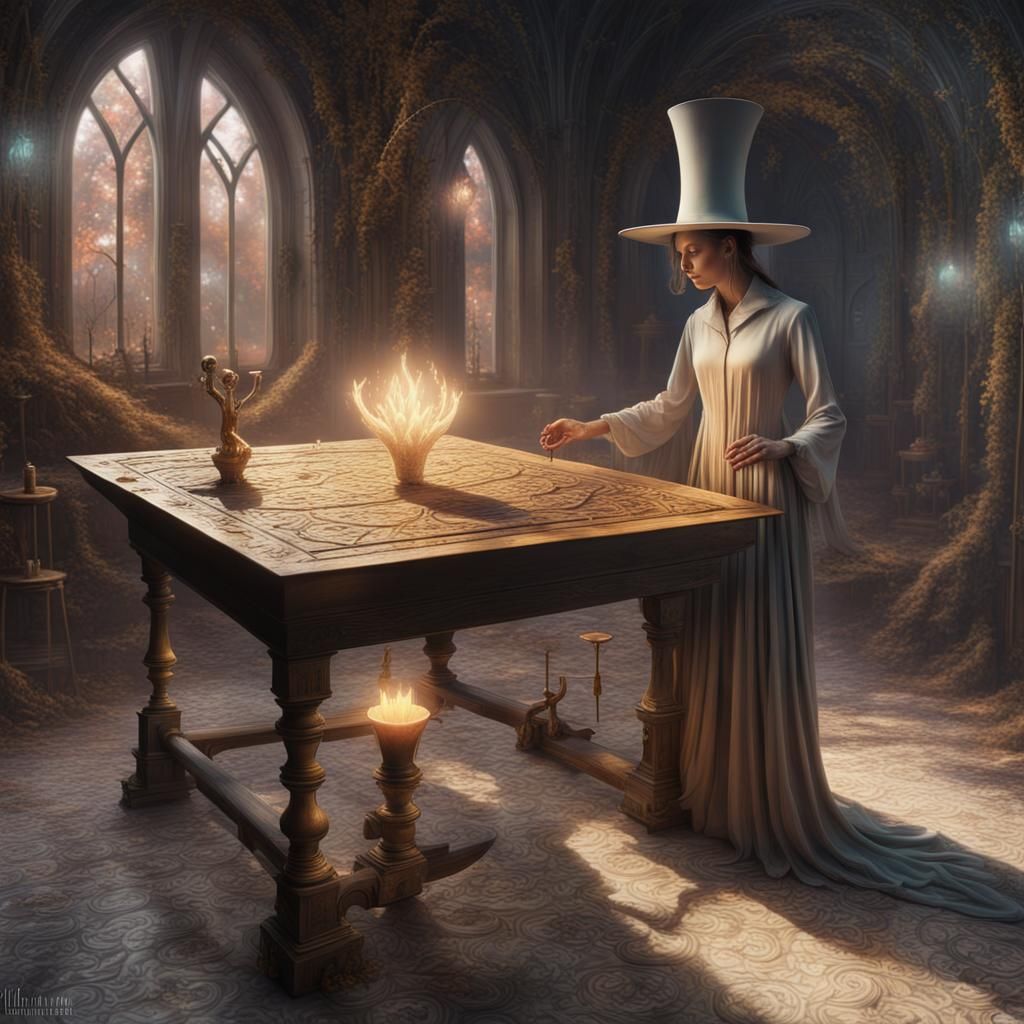 Magical Holographic Image in Remedios Varo Style