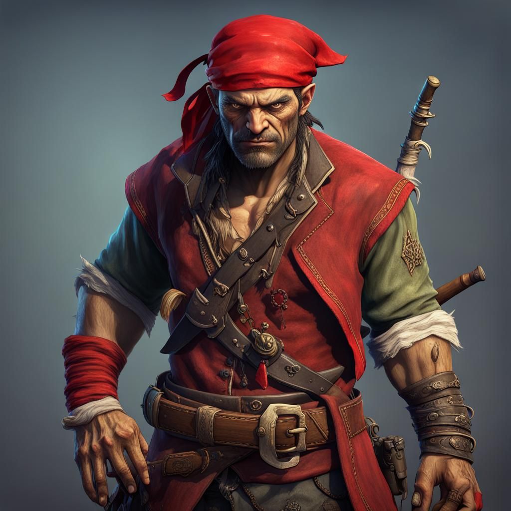 Half-Orc Pirate Warlock Concept Art