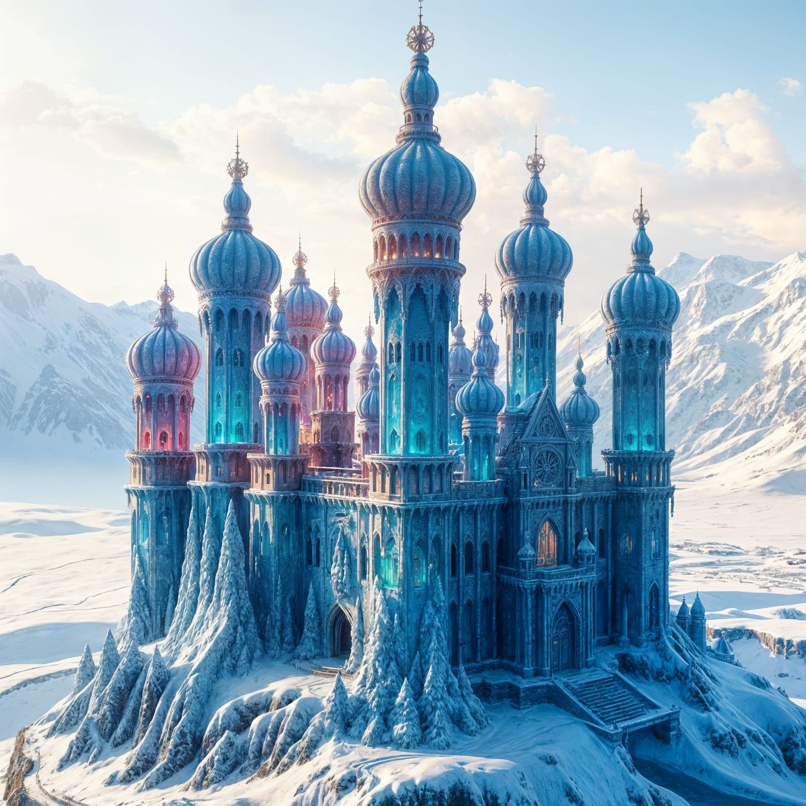 Ethereal Ice Castle in Winter Wonderland