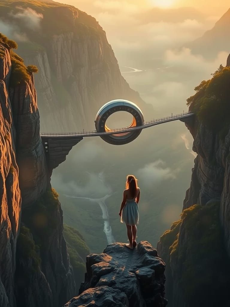 Magical Bridge Between Cliff Edge and Transport Portal