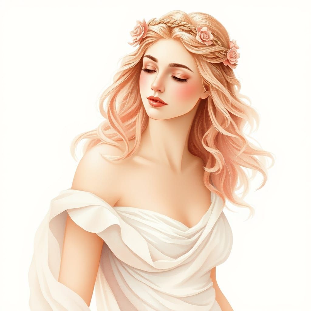 Ethereal Aphrodite Bride in Pastel Watercolor