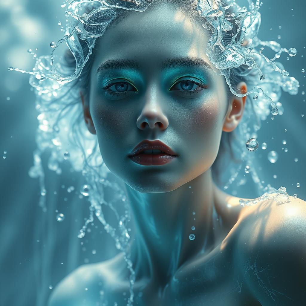 Ethereal Waterfall Woman: 8k Concept Art Portrait