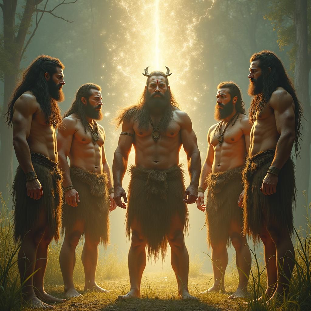 Primeval Warriors in Mystical Realm, Digital Art