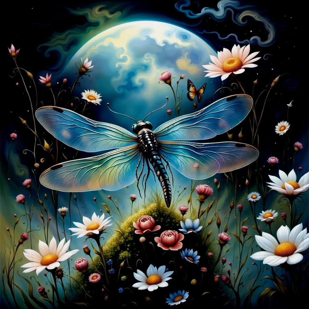 Enchanted Dragonfly in Soft Pastel Watercolor Dreamscape