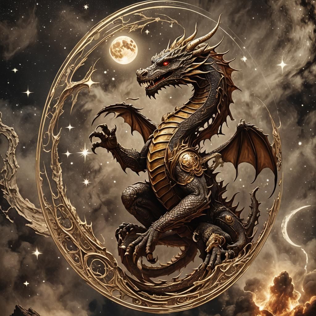 Fiery Dragon Logo Holding Burning Earth