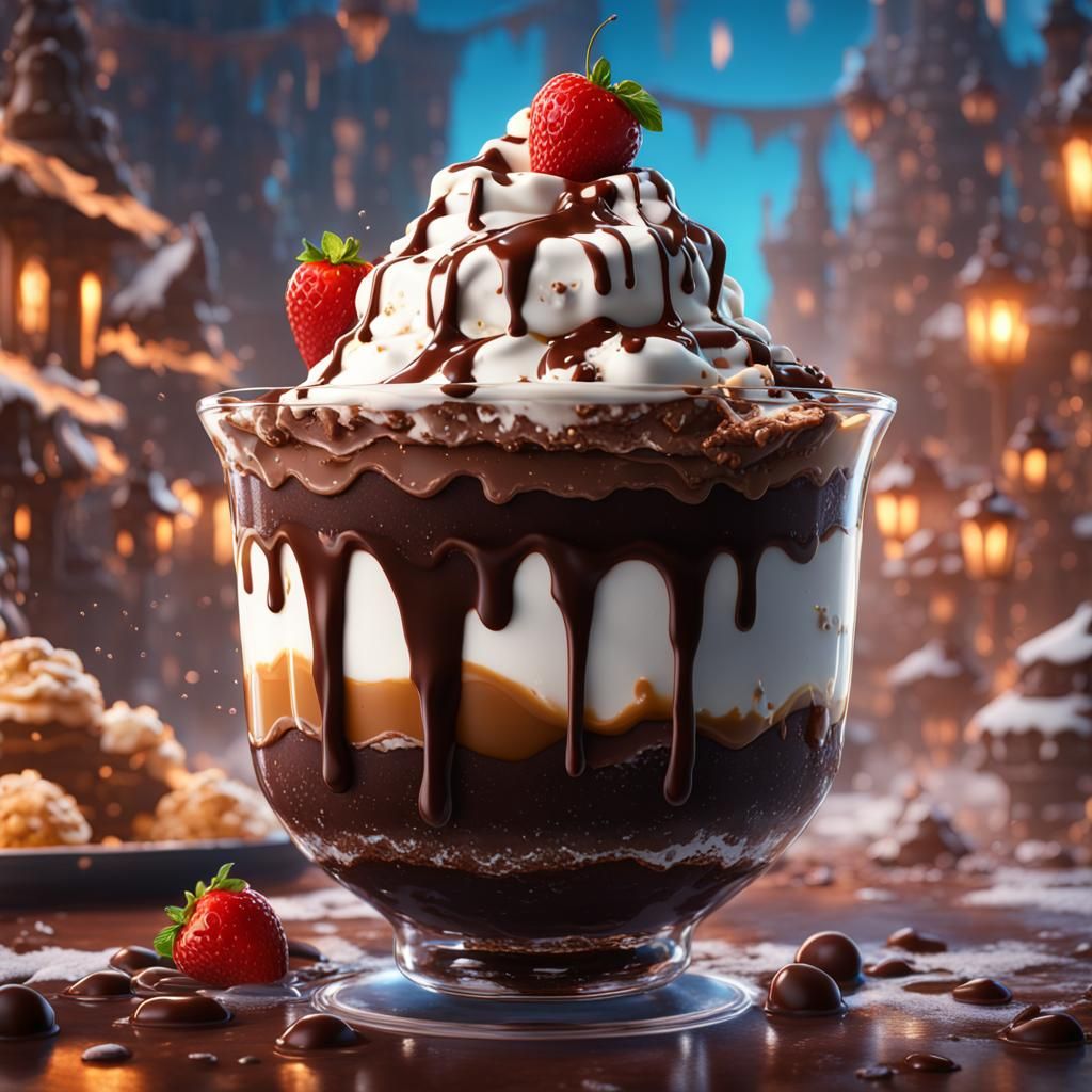 Fantastical Hot Fudge Sundae: Detailed Matte Painting