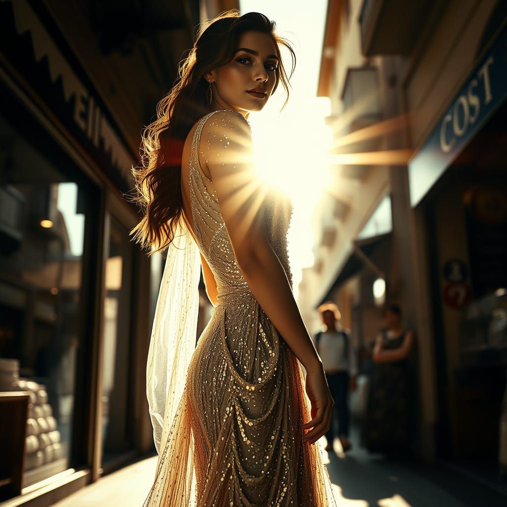 Ethereal Surrealist Portrait of a Persian Woman in a Sparkli...
