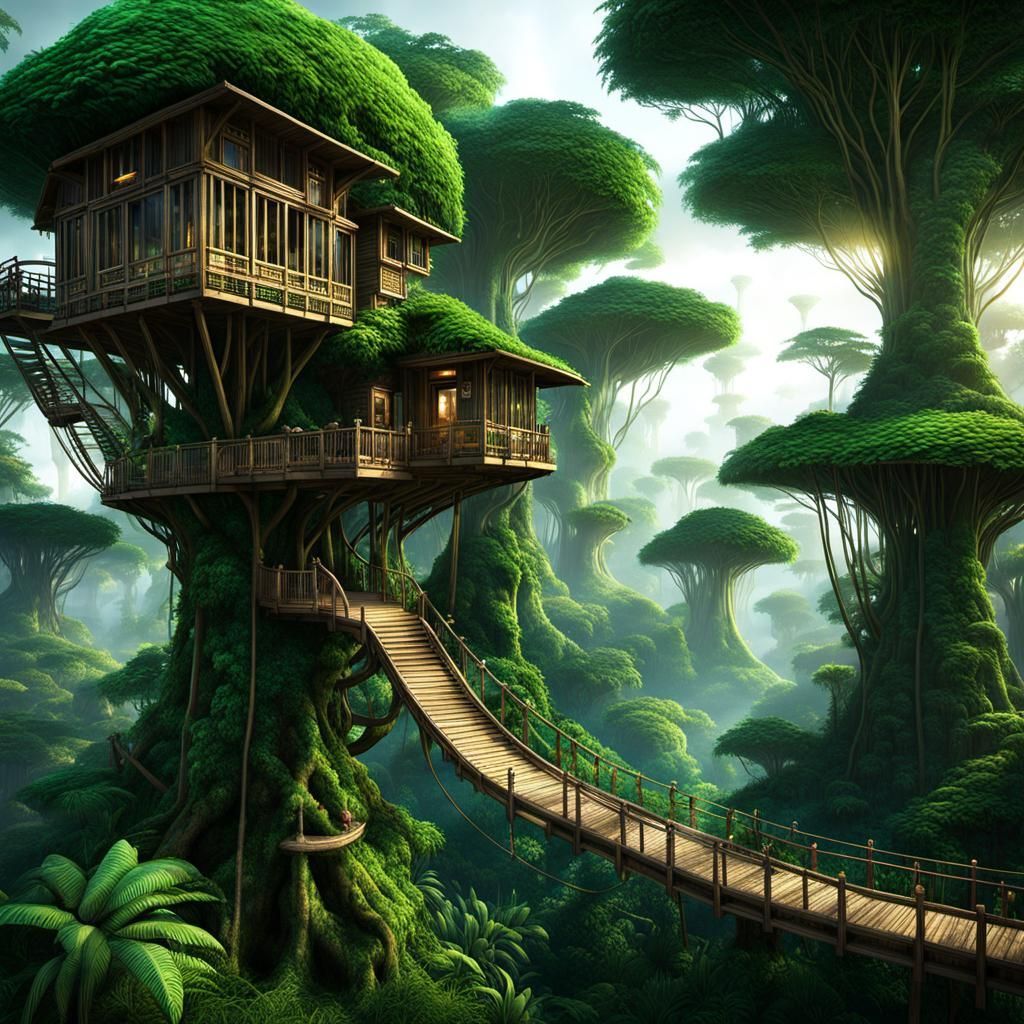 Treehouses in the Amazon Jungle