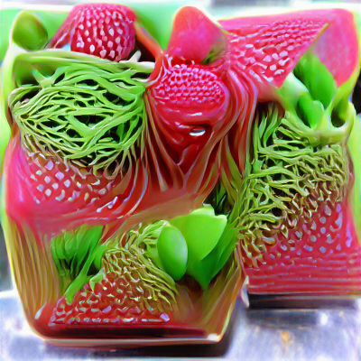 Colorful 3D Strawberry Matcha Drink in 8K