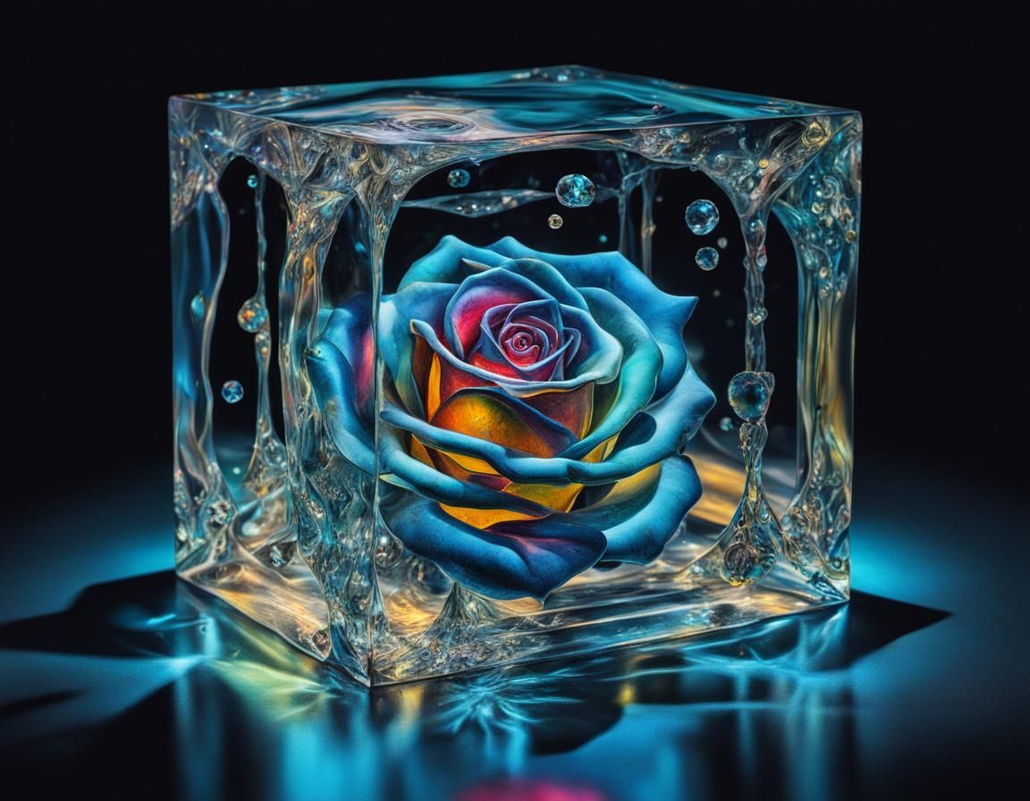 Surreal Crystal Rose Inspired by Salvador Dali