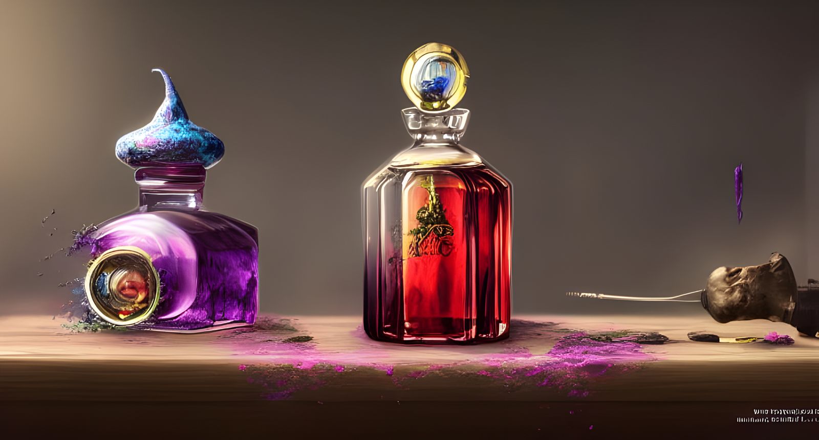 Sinister Magical Potion in Elegant Vial, Hyper-Realistic