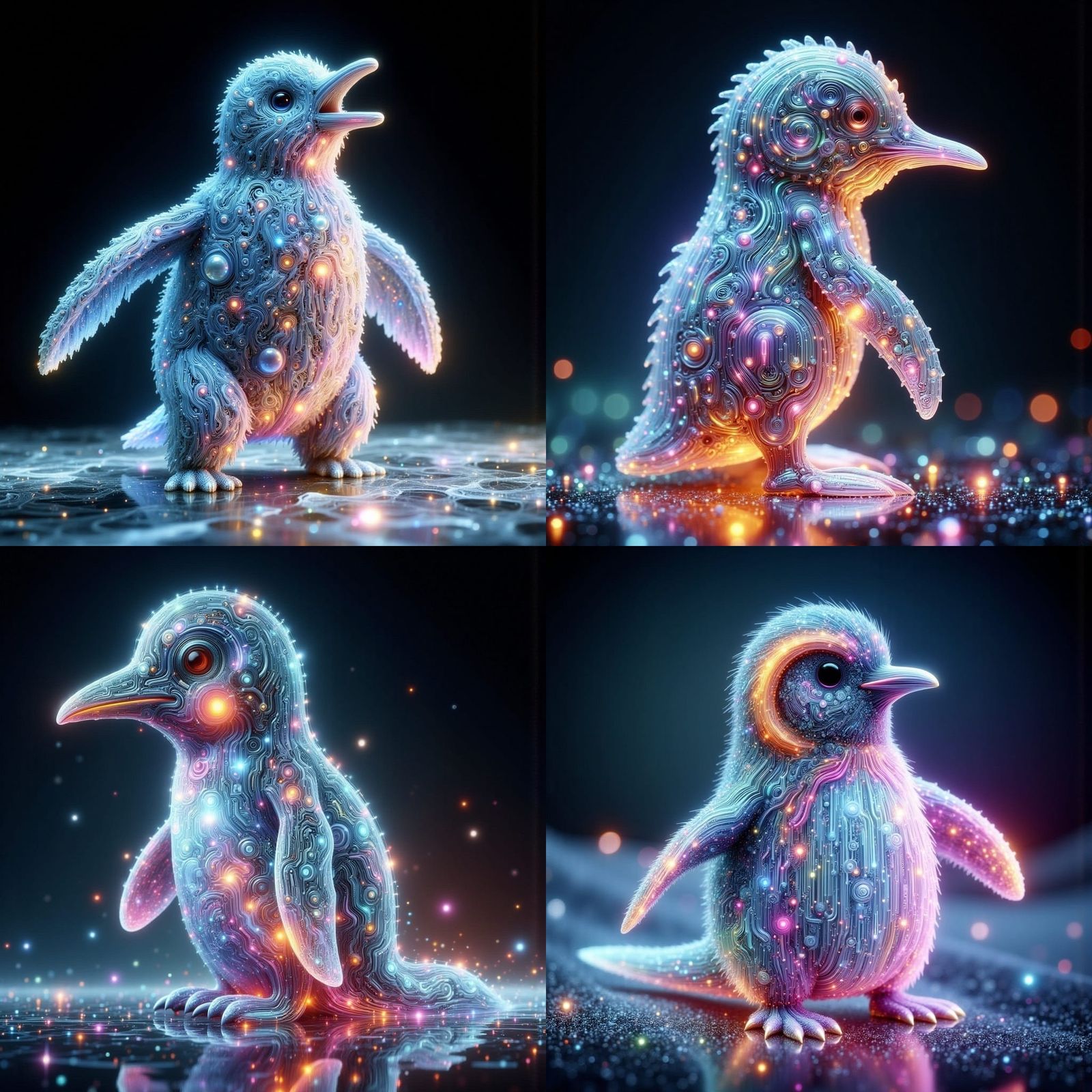 Crystal Fractal Penguin in Holographic Style