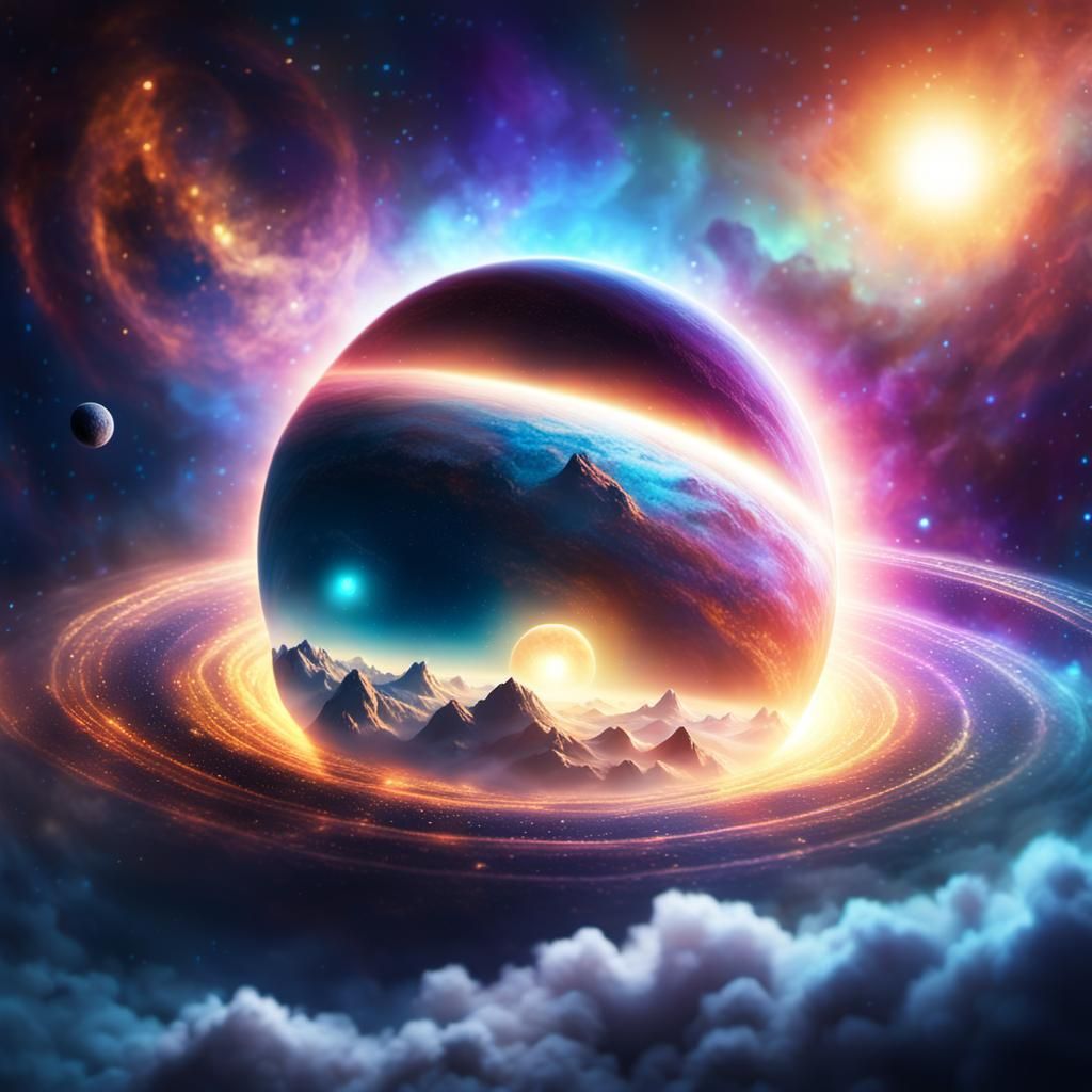 Glowing Planet in Starry Cosmos: Digital Matte Painting