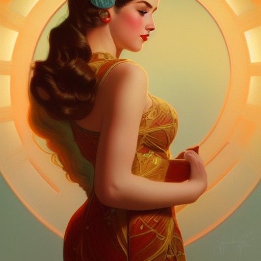 Stunning Vintage Girl in Detailed Digital Painting
