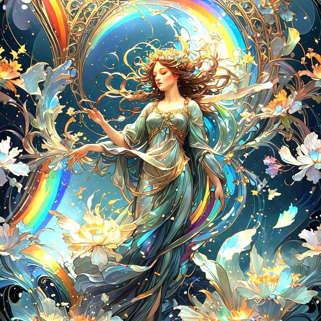 Iridescent Sky Spell in Art Nouveau Style